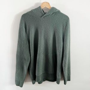 Vince Cashmere Plush Pullover Hoodie Sweater in Teal